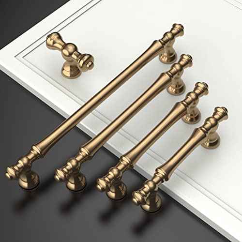 Amerdeco 10 Pack Champagne Bronze Cabinet Pulls 6.3 Inch(160mm) Hole Center Cabinet Hardware Kitchen Cabinet Handles for Bathroom Drawer Pulls Dresser Pulls ZH0014