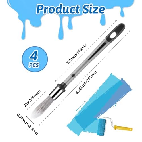 4pcs Small Paint Brush for Walls, 8.3 Inch Touch Up Tool for Baseboards Furniture, and House Wall Corners