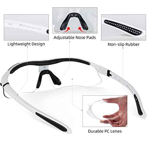 ROCKBROS Pickleball Glasses for Men & Women ? ANSI Z87.1 Certified Safety Glasses, UV400 Protection & Interchangeable Strap
