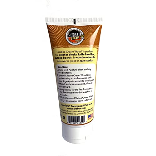 Crisbee Cream Wood All-in-One Conditioner - Made in USA - Oil/Wax Blend for Butcher Blocks, Cutting Boards, Wooden Utensils, and Knife Handles
