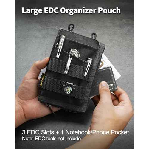 VIPERADE VE36 EDC Pouch Pocket Organizer, Slim EDC Pocket Organizer with Zipper, Tactical Pouch for Flashlight, Multitool, Pen, Notebook, Compact EDC Gear Pouch