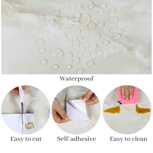 VaryPaper Matte Cream Marble Contact Paper for Countertops Waterproof Peel and Stick Marble Wallpaper 15.7" x 78.7" Self Adhesive Granite Vinyl Wrap for Cabinets Table Desk Removable Kitchen Wallpaper