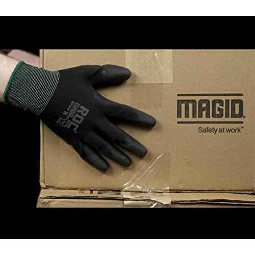 MAGID ROC Lightweight Polyurethane Palm Coated Work Gloves, 12 Pairs, BP169