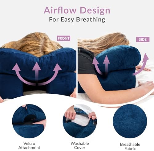Zomaple Face Down Pillow for Sleeping & Recovery After BBL, Vitrectomy, Retinal & Eye Surgery - Patented Facedown Pillow with Gel Pack is Prone Home Massage Bed Equipment - Ideal for Stomach Sleepers