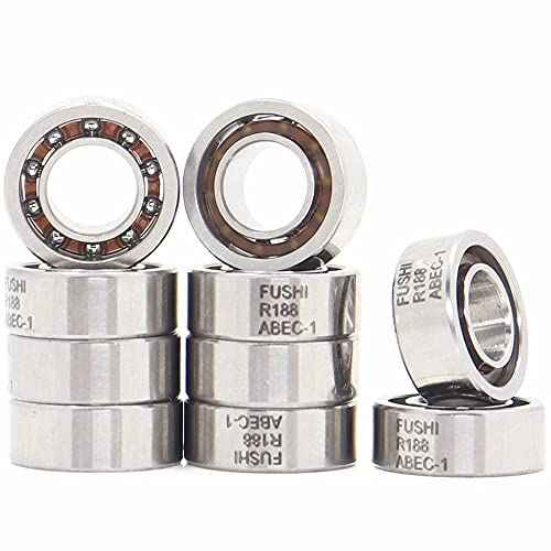 R188 Open Deep Groove Ball Bearing, 1/4" mmx1/2 mmx3/16 mm Fidget Spinner Bearing with Nylon Caged (10 PCS)