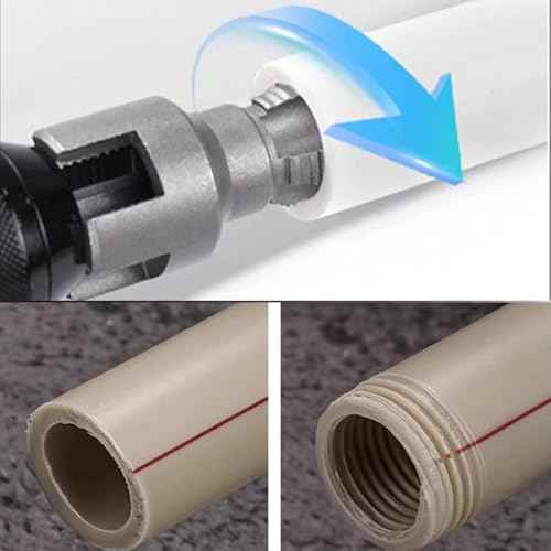 2PCS PVC Pipe Threader Cutting Tool - Integrated Internal & External Pipe Threading Tool with 1/2'' & 3/4'' Dies for Home Repairs, Electric Drill Compatible (1/2"+ 3/4")