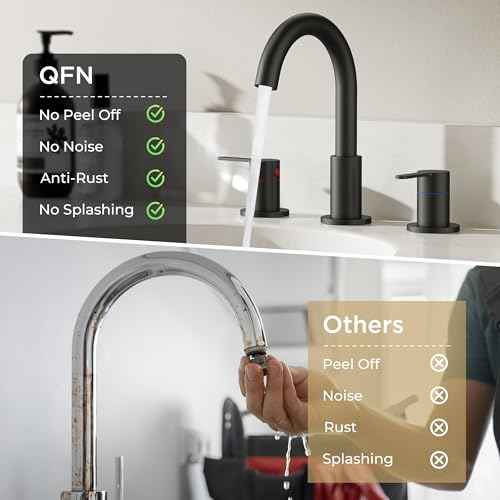 8 inch Bathroom Sink Faucet, Matte Black Bathroom Faucet with Aerator, 360¡Æ Swivel High Arc Spout, cUPC NSF Certified, CEC & DOE Compliant with Pop-Up Drain Assembly