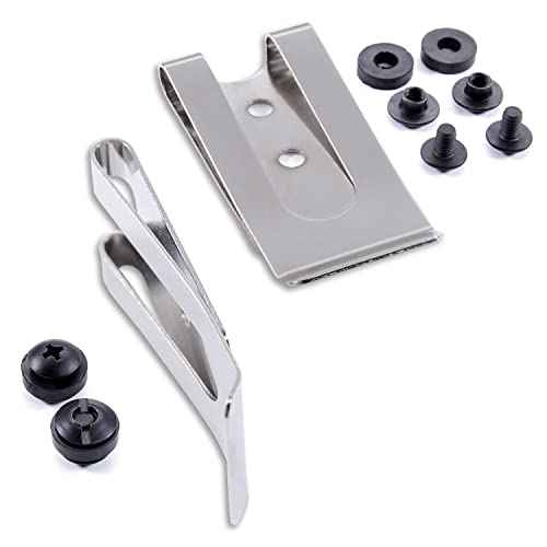 HolsterSmith Universal Metal Belt Clip - fits up to 2.0 inch Belts - Nickel & Black Finish ? with Mounting Hardware