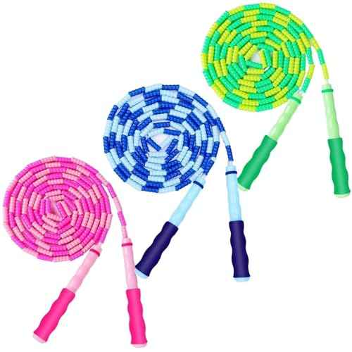 GRAWUN Jump Rope For Kids, Soft Beaded Jump Rope, Adjustable Length Tangle-Free Segmented Soft Beaded Skipping Rope£¬for Women, Men and Kids Keeping Fit, Workout and Weight Loss