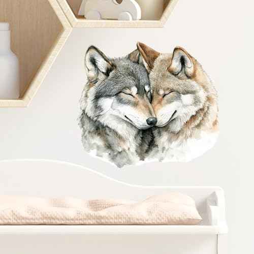 Lifelike Wolf Wall Decal Wild Animal Wall Sticker Wolf Head Wall Decals Waterproof Adhesive Stickers for Living Room, Bedroom