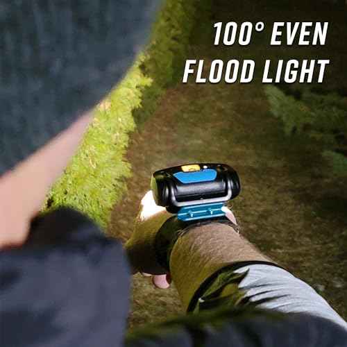 noxgear Wrist Light 500 Lumen Lightweight Hands-Free Flashlight - 100¡Æ Wide Flood Beam - USB-C Rechargeable - IP-64 Waterproof - 2 Brightness Modes - for Dog Walkers, Runners, Avid Night Enthusiasts