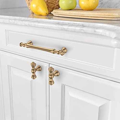 Amerdeco 10 Pack Champagne Bronze Cabinet Pulls 6.3 Inch(160mm) Hole Center Cabinet Hardware Kitchen Cabinet Handles for Bathroom Drawer Pulls Dresser Pulls ZH0014