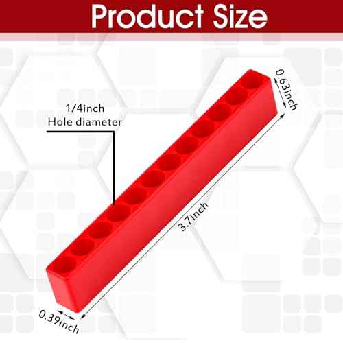 Kigley 20 Pcs 12 Holes Hex Shank Bit Holder Screwdriver Head Drill Bit Organizer Plastic Storage Case Fit for 1/4 Inch Hex Shank (Red)