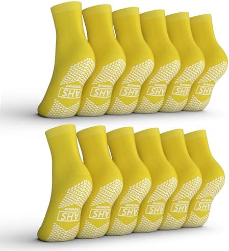 Non-Slip Grip Socks – 6 Pairs | Hospital Socks for Men & Women | Anti-Skid for Adults