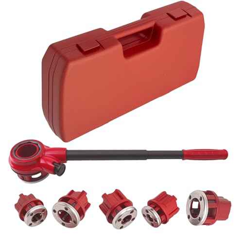 maXpeedingrods BSPT Ratchet Pipe Threader Kit, Manual Ratcheting Pipe Threading Tool Set w/ 6 Dies 1/4", 3/8", 1/2", 3/4", 1", 1-1/4" for Metal and PVC Pipes