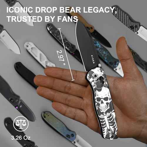 Kizer Drop Bear EDC Pocket Knife, 2.97¡± Nitro-V Blade Acrylic Handle Folding Knife with Thumb Stud Opener, Clutch Lock EDC Knives for Men Women Gift V3619A12