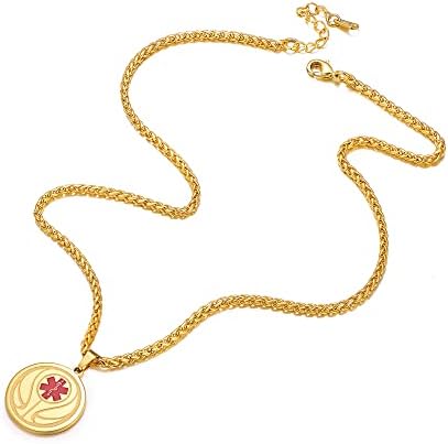 Supcare Medical Alert Necklace for Men Women, Stainless Steel Engraved Medical Emergency Pendant,Customized Medical ID Jewelry(16 Types)