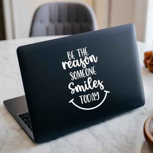 Be The Reason Someone Smiles Today Decal Inspirational Positive Quote Vinyl Sticker Waterproof Easy to Apply Motivational Car Laptop Window Wall Accessory 4.82 x 7 Inches