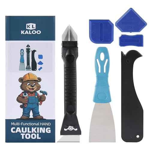 Silicone Caulk Remover Tool Kit, Grout Caulk Removal Tool, Putty Knife Scraper, 3 Glass Glue Corner Scrapers, Great for Kitchen Sinks, Bathroom and Window Frame