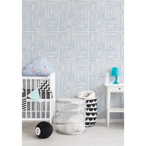 GloryTik Peel and Stick Wallpaper Blue and White Contact Paper Modern Geometric Self-Adhesive Removable Waterproof Wall Paper for Bedroom Bathroom Cabinets Kids Room Vinyl Roll 16.14"x118"