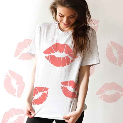 MAYJOYDIY 4pcs Lip Stencil Kiss Lips DIY Stencil 4Sizes 6~12inch Lips Lipstick Mouth Painting Stencils Reusable Red Lips PET Stencils for Gift Album Wall Furniture Room Decor Summer T-Shirts