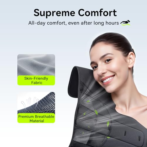 2025 New Posture Corrector for Women & Men, [Enhanced Support & Breathable Mesh] Upgraded Back Brace, Adjustable Shoulder Straightener for Neck & Back Pain Relief, Scoliosis Improvement(Black Gray,M)