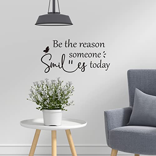 Vancetyno Be The Reason Someone Smiles Today Vinyl Wall Decal Inspirational Quote Wall Art Decal for Office Living Room Bedroom Nursery Classroom Home Decor