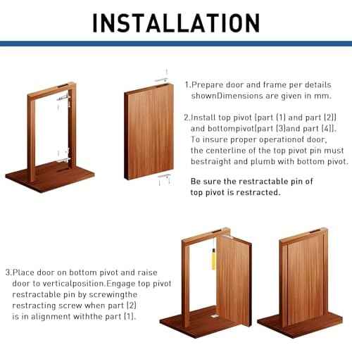 TamBee Door Pivot Hinge Heavy Duty Hidden Bookcase Hinges Secret Door Hinges 360 Degree Shaft Stainless Steel Invisible Door Hinge Hardware
