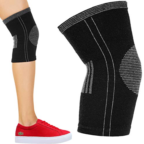 Cotton Compression Knee Sleeves - 2 Support Braces for Arthritis, Meniscus Tear, Joint Pain Relief, Circulation, Swelling, ACL MCL, Post-surgery Recovery - Soft and Comfortable Men & Women