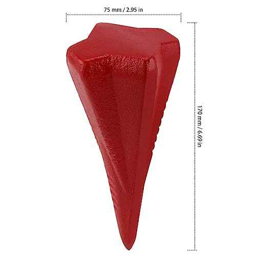 4lbs Diamond Wood Splitting Wedge - 4-Direction Steel Splitter for Wood, 2 PCS, Red