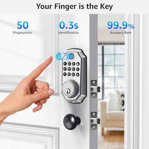 LOCK&SOLVER Keyless Entry Door Lock, Smart Lock for Front Door, Keypad Fingerprint Doorlock, App Remote Control, One-Time Code, Auto Lock, Easy Installation with Video Guide, Rust-Resistant Zinc