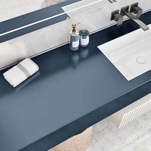 Wallercity Metal Indigo Peel and Stick Contact Paper for Countertops Navy Blue Stainless Steel Peel and Stick Wallpaper Self Adhesive Refrigerator Cover Film Contact Paper for Cabinets 15.8''x78.7''