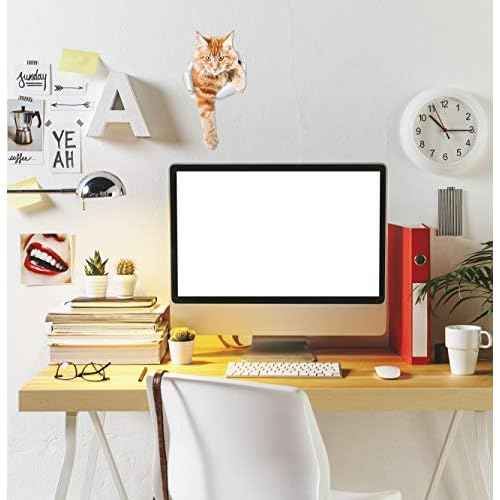 Winston & Bear 2 Pack Climbing Ginger Cats Wall Decals - 3D Car Window & Bumper Sticker - Orange Cat Toilet Sticker - Retail Packaged Orange Cat Lover Gift