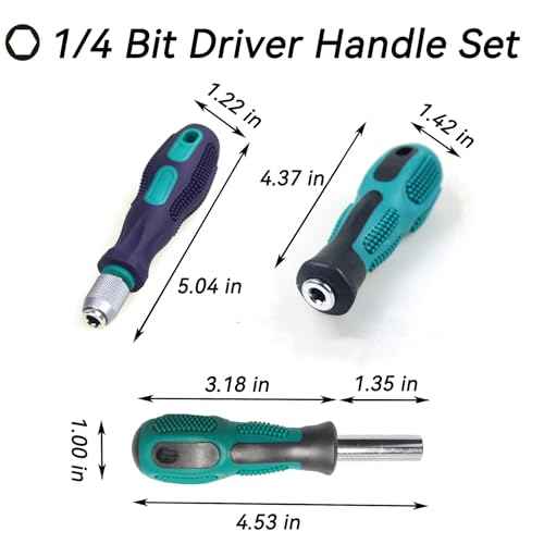3-Piece 1/4 Hex Screwdriver Bit Holder Handle Set with Quick Change, Magnetic, and Direct Insertion Handles