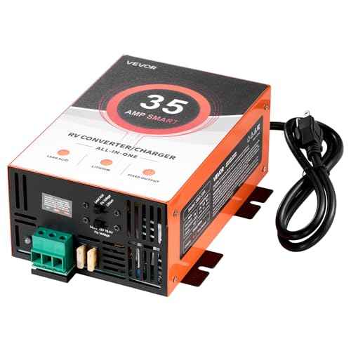 VEVOR RV Power Converter, 35 Amp, 110V AC to 12V DC RV Converter Battery Charger, 4 Stage Smart Charging, 13V to 16.5V Operating Range, Compatible with Lithium Lead Acid Battery, for Camper Trailer