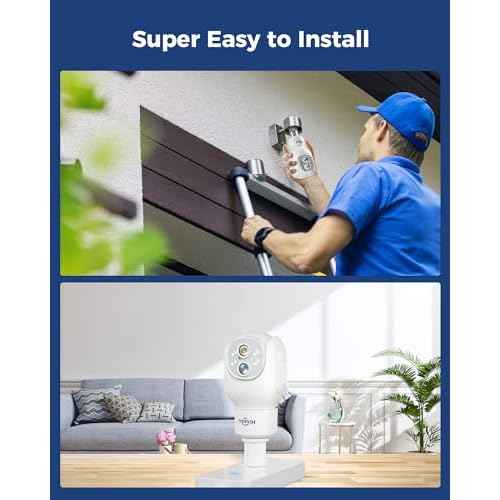 Hiseeu Light Bulb Security Camera Wireless WiFi 5G&2.4GHz,10X Zoom PTZ Light Socket Security Camera Waterproof, 2-Way-Audio, Auto Tracking, 3MP Color Night Vision, SD&Cloud Storage (Dual Lens)