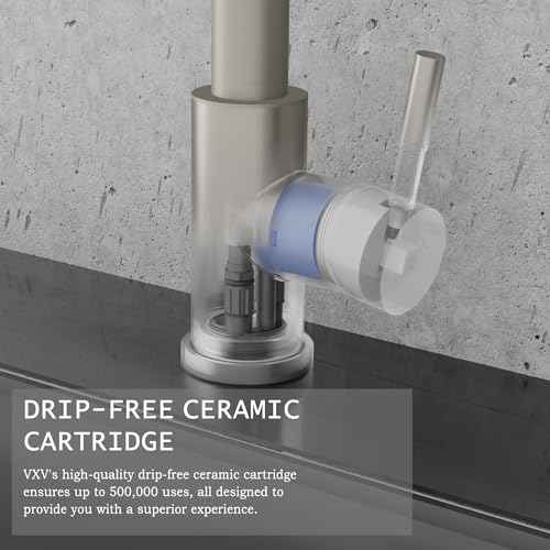 VXV Kitchen Faucet with Soap Dispenser, 3 Modes Kitchen Faucet with Pull Down Sprayer, Stainless Steel Sink Faucet for Farmhouse, Bar, and RV, with Deck Plate and 1/2'' Adapters
