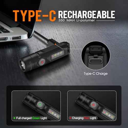 TNENGE S15Pro Keychain Flashlight,750 High Lumen EDC Pocket Flashlight with Clip,USB C Rechargeable Mini Flashlight with Magnet,Suitable for Hiking, Camping, Repair(Black)