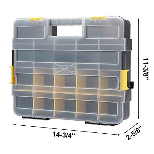 Mayouko Stackable Plastic Toolbox Organizer, Interlocking Small Parts Organizer, Compartment Toolbox for Screw,Nail,Hardware, 2PCS