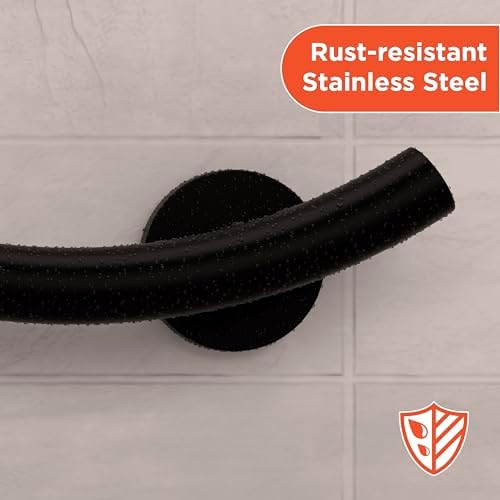 HEALTHCRAFT (2X Pack) Wave Decorative Grab Bars, ADA Compliant Bathroom Safety Bars for Seniors, Wall-Mounted, Supports Up to 500 lbs (Left & Right) (Matte Black, 18 Inch)