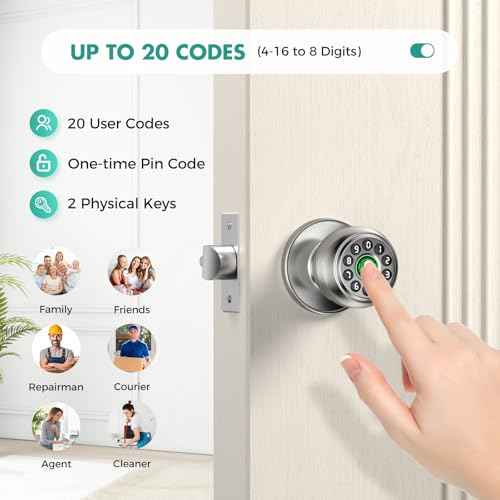 Fingerprint Door Lock£¬Fingerprint and Keypad Input Smart Door knob, App Controlled Biometric Door Lock, Keyless Entry, Bedroom, Office, Hotel, Apartment Auto Door knob(Silver)