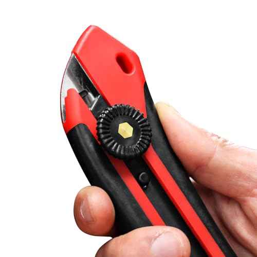 HAUTMEC 25mm Extra Heavy-Duty Utility Knife, Multi-Purpose Snap-off Box Cutter, Ratchet-lock Mechanism, Reinforced Fiberglass Handle HT0250-KN