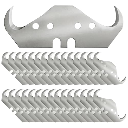 30PCS Utility Hook Blades, SK5 Carbon Steel Super Big Hook Trimming Blades, Safety Horn Knife Blade for Wallpaper, Cutting Carpets, Roofing, Industry Materials
