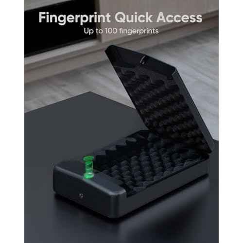 Gun Safe for Handgun Small Biometric Pistol Safe Fingerprint Quick Access Portable Gun Lock Box for Cars Travel Nightstand Bedside