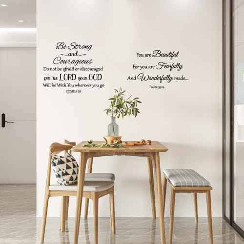 Generic 12 Pieces Bible Verse Wall Stickers,Inspirational Quotes Christian Wall Decals,Scripture Wall Decals,Peel and Stick,Motivational Wall Decal for Living Room Bedroom Bathroom Office, Black