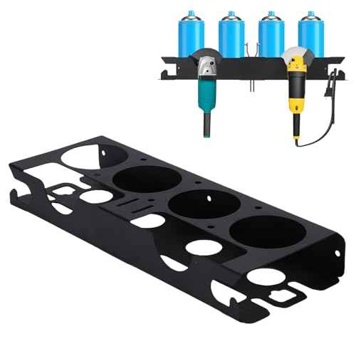 Wall Mount Tool Organizer with Spray Bottle Holder and Angle Grinder Holder, Metal Garage Tool Organizer, Power Tool Storage Rack, Detailing Brush Holder, Wall Mounted Storage Rack