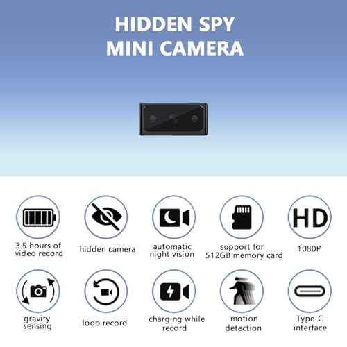Hidden Camera Mini Spy Camera 1080P Small Security Camera, Tiny Portable Camera, Covert Nanny Cam, Indoor Home Office Security Cameras, Night Vision, Motion Detection, Gravity Sensor, Loop Record