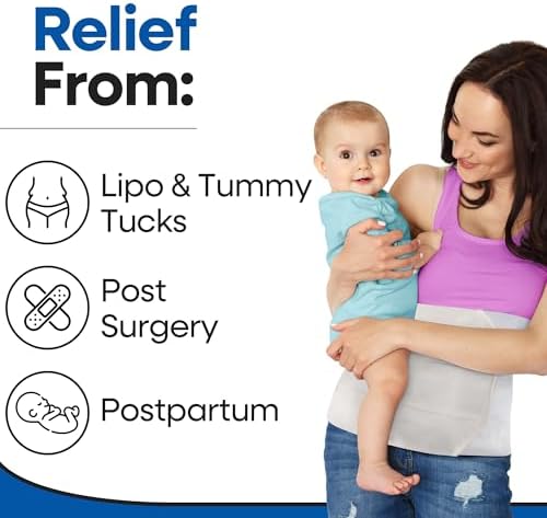 Abdominal Binder Post Surgery Tummy Tuck | Postpartum Belly Band Wrap | Post C Section Belly Binder | Stomach Compression Hernia Belt For Men or Women After Pregnancy, Hysterectomy Belly Band (L/XL)