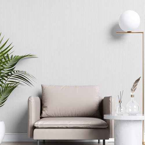White Grasscloth Peel and Stick Wallpaper Linen Wallpaper 15.7" x 118" Vintage Texture Contact Paper Self-Adhesive Faux Grasscloth Wall Paper for Room Walls, Cabinets, Furniture, Shelf Linen