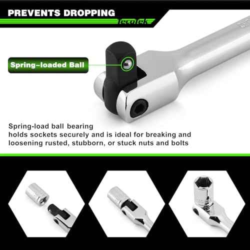 6-Piece Breaker Bar Set, Breaker Bar with Socket Extension, 1/4", 3/8" and 1/2" Drive, 6", 10", 15" Length with 180¡Æ Rotatable Head, CR-V Steel